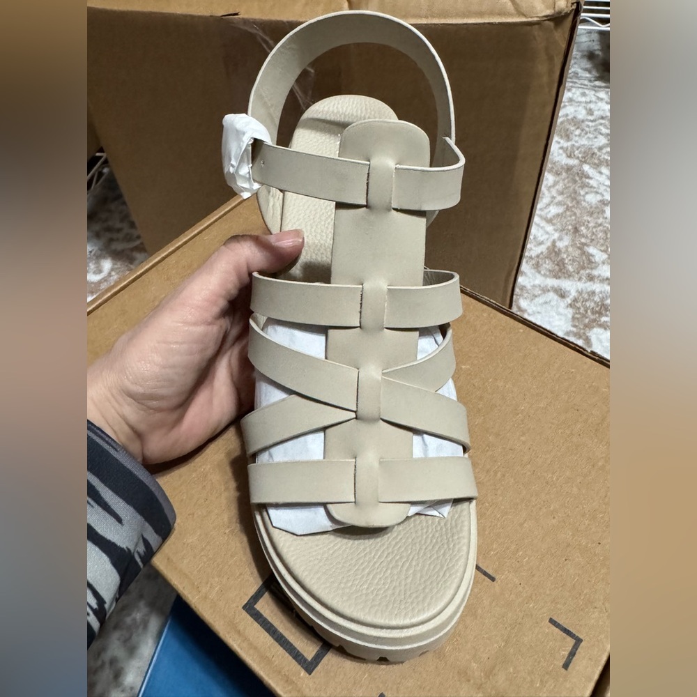 Mia Cream Chunky Heel Sandals View 2